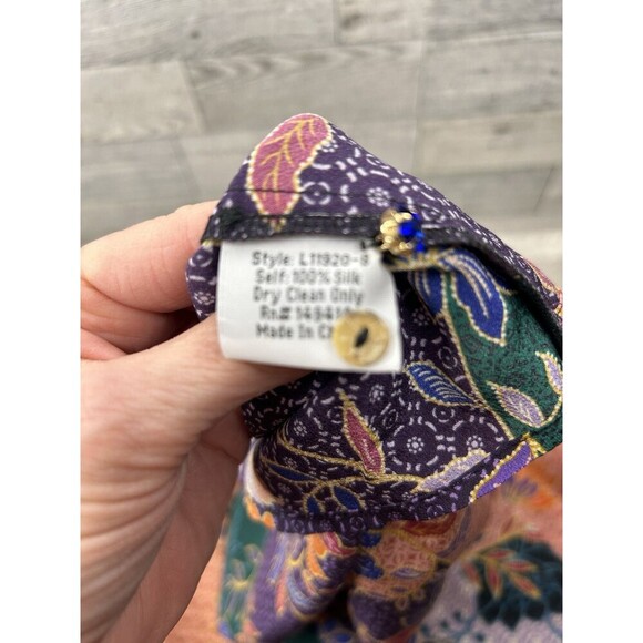 NWOT Johnny Was Deneb 100% Silk Peasant Floral Blouse Size Medium Large Boho Art - Picture 7 of 10